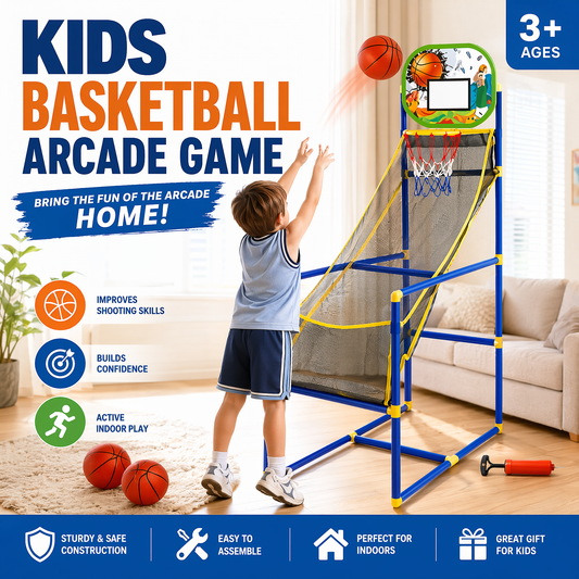 🥳HETE UITVERKOOP 2026🥳💞Meer dan 50.000 verkocht!🏀🎯 50% korting! Indoor basketbal arcade game voor kinderen – Automatische balterugvoer, stevig en veilig. 4 ballen + pomp inbegrepen. Snel op te zetten, eindeloos speelplezier! 🧒💨