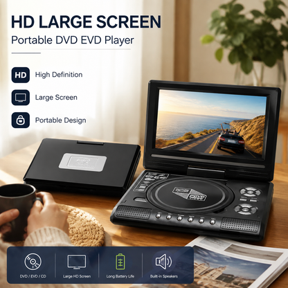 📺19,8 cm HD Draagbare DVD/EVD-Speler – Groot Scherm, Oplaadbaar & Compatibel met DVD/CD/USB/SD – Perfect voor Thuis & Onderweg 🔥 50% KORTING