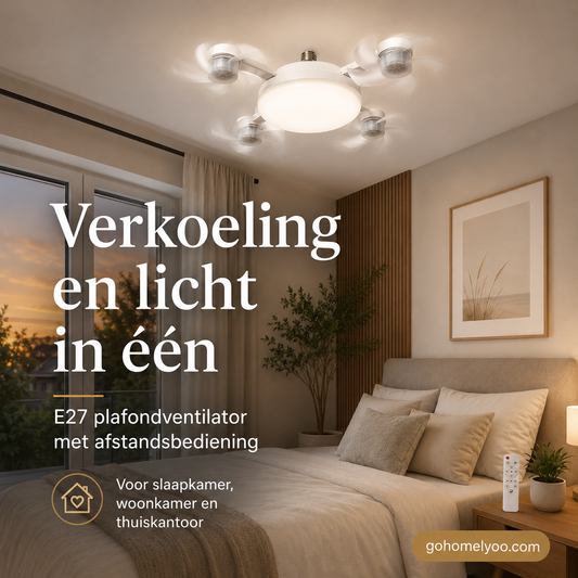 🌀 Nieuwe plafondventilatorlamp met E27-fitting – 2-in-1 stille LED-ventilator met afstandsbediening, energiezuinige combinatie van verkoeling & verlichting voor thuis, in de slaapkamer