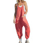 Effen Kleur Jumpsuit met V-hals en Slingzak