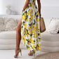 💕50% OFF🍋Elegante lange jurk met spaghettibandjes en citroenprint voor dames