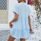 Fashion Loose V-Neck Pleated Short Dress