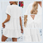 Fashion Loose V-Neck Pleated Short Dress