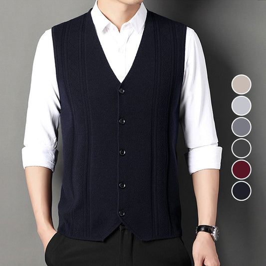 Men's Fashion Knitted Button Sweater Vest Business Match