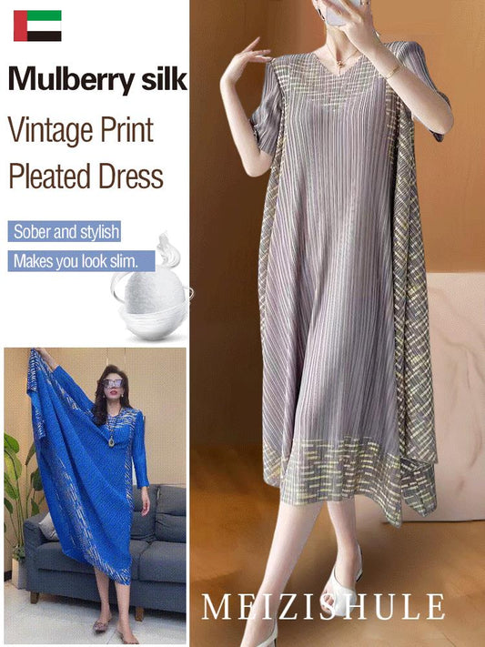 🌸Hot Sale 49% Off🌸Miyake Vintage Print Pleated Dress